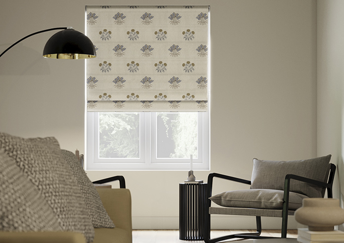 William Morris At Home Lily Flower Embroidery, Woad - Twist&Fit Roman Blind - Image 3